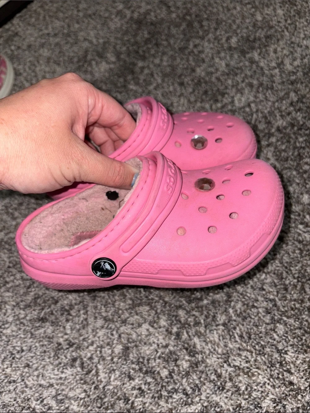 CROCS Kids Pink Slip-On Clogs with Gem Accents